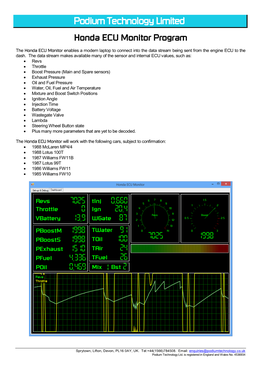 Honda ECU Monitor Program