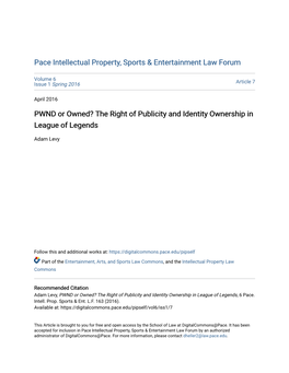 The Right of Publicity and Identity Ownership in League of Legends