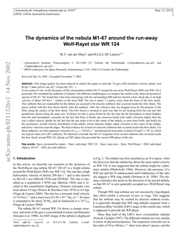 The Dynamics of the Nebula M1-67 Around the Run-Away Wolf-Rayet
