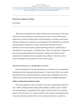 Kochiras.Newton's Absolute Time (In Time & Tense)-Author'smanuscript2