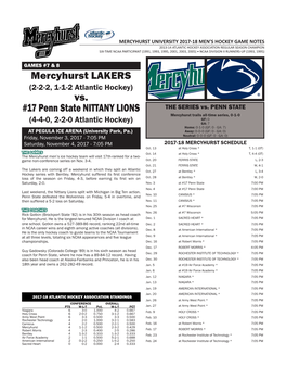 Mercyhurst LAKERS Vs. #17 Penn State NITTANY LIONS
