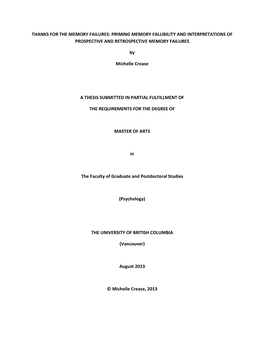 Thanks for the Memory Failures: Priming Memory Fallibility and Interpretations of Prospective and Retrospective Memory Failures