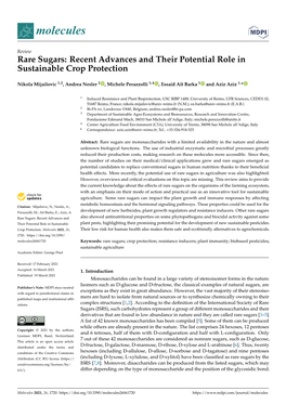 Rare Sugars: Recent Advances and Their Potential Role in Sustainable Crop Protection