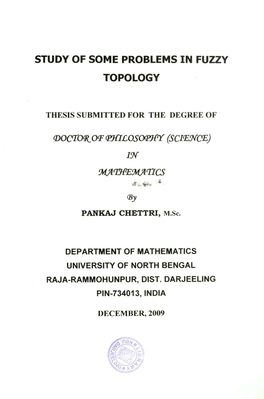 Study of Some Problems in Fuzzy Topology