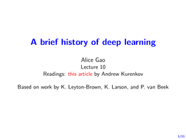 A Brief History of Deep Learning