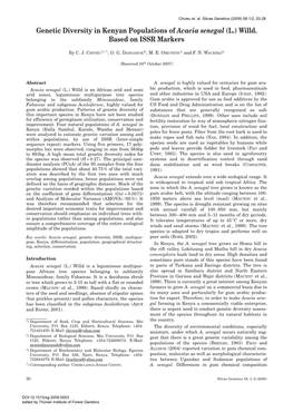 Genetic Diversity in Kenyan Populations of Acacia Senegal (L.) Willd