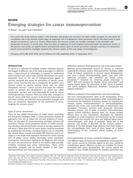 Emerging Strategies for Cancer Immunoprevention