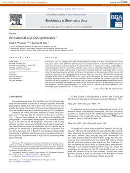 Peroxisomal Acyl-Coa Synthetases☆