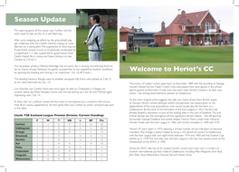 Welcome to Heriot's CC Season Update