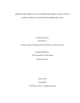 Aerodynamic Modeling of an Unmanned Aerial Vehicle Using a Computational Fluid Dynamics Prediction Code