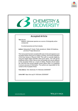 Review Balkans' Asteraceae Species As a Source of Biologically Active