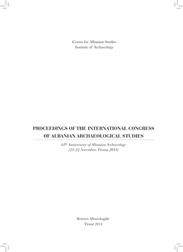 Proceedings of the International Congress of Albanian Archaeological Studies