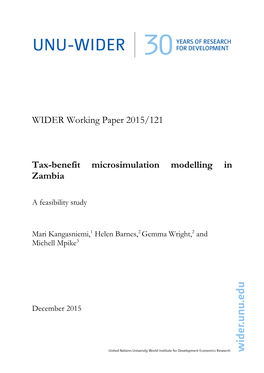 Tax-Benefit Microsimulation Modelling in Zambia: a Feasibility Study