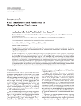 Viral Interference and Persistence in Mosquito-Borne Flaviviruses