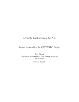 Security Evaluation of SHA-3