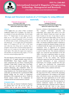 Design and Structural Analysis of a V12 Engine by Using Different Materials