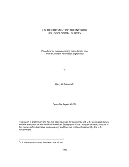 Procedure for Making a Mining Claim Density Map from BLM Claim Recordation Digital Data