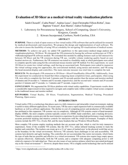 Evaluation of 3D Slicer As a Medical Virtual Reality Visualization Platform