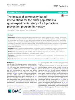 A Quasi-Experimental Study of a Hip-Fracture Prevention Program in Norway Henning Øien4*, Niklas Jakobsson3,4 and Carl Bonander1,2