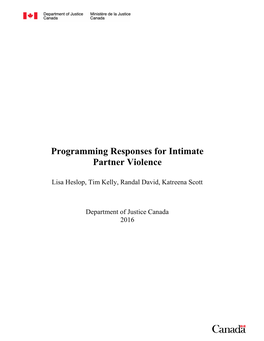 Programming Responses for Intimate Partner Violence