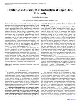 Institutional Assessment of Instruction at Capiz State University