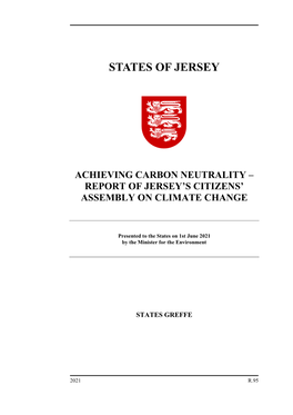 Achieving Carbon Neutrality – Report of Jersey’S Citizens’ Assembly on Climate Change