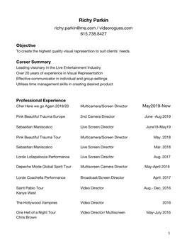 Richy Parkin CV