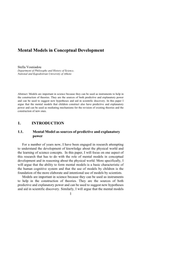 Mental Models in Conceptual Development