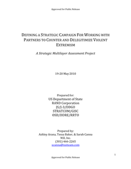 Defining a Strategic Campaign for Working with Partners to Counter and Delegitimize Violent Extremism