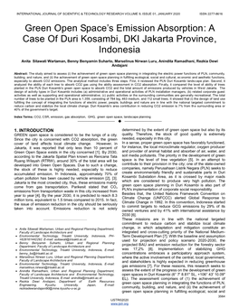 Green Open Space‟S Emission Absorption: a Case of Duri Kosambi, DKI Jakarta Province, Indonesia