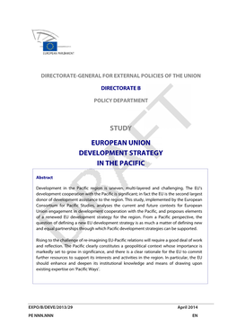 EU Development Strategy in the Pacific