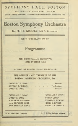 Boston Symphony Orchestra Concert Programs, Season 49,1929-1930