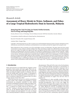 Assessment of Heavy Metals in Water, Sediment, and Fishes of a Large Tropical Hydroelectric Dam in Sarawak, Malaysia