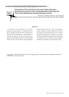 Estimation of Tire Friction Circle and Vehicle Dynamics Integrated