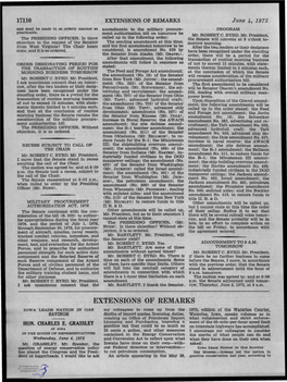 EXTENSIONS of REMARKS June 4, 1975 and Sha.11 Be Made in A.S Orderly Manner As Amendments to the Milltary Procure­ PROGRAM Practicable