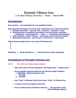 Dynastic Chinese Law J