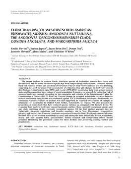 Extinction Risk of Western North American