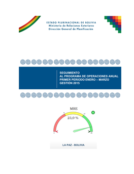 Seguimiento Al Programa De Operaciones Anual Primer Periodo Enero – Marzo Gestión 2015