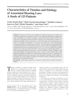 Characteristics of Tinnitus and Etiology of Associated Hearing Loss: a Study of 123 Patients