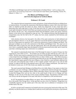 The Illinois and Michigan Canal and Town Development in Northern Illinois.” in Proceedings of the Canal History & Technology Symposium 3