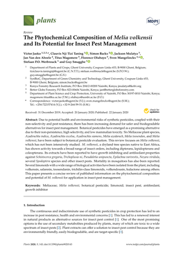 The Phytochemical Composition of Melia Volkensii and Its Potential for Insect Pest Management