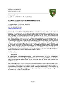 Keswick Substation Transformer Move