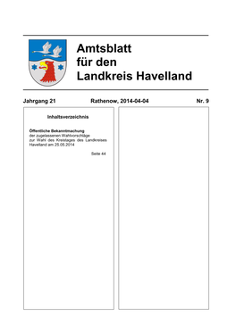 Amtsblatt Für Den Landkreis Havelland Seite 44