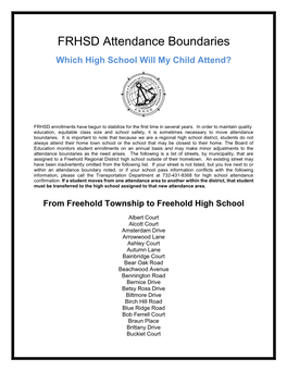 FRHSD Attendance Boundaries Which High School Will My Child Attend?