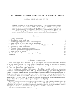 Local Systems and Finite Unitary and Symplectic Groups