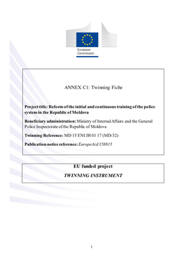 Twinning Fiche EU Funded Project TWINNING INSTRUMENT