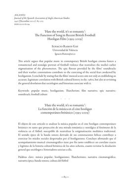The Function of Song in Recent British Football Hooligan Film (1995-2009)