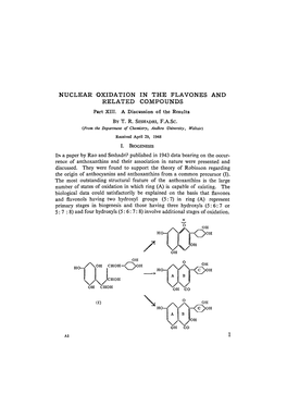 Nuclear Oxidation in the Flavones and Related Compounds Are Summed Up