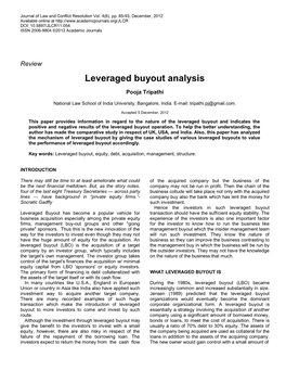 Leveraged Buyout Analysis