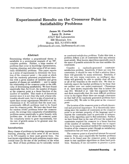 1993-Experimental Results on the Crossover Point in Satisfiability